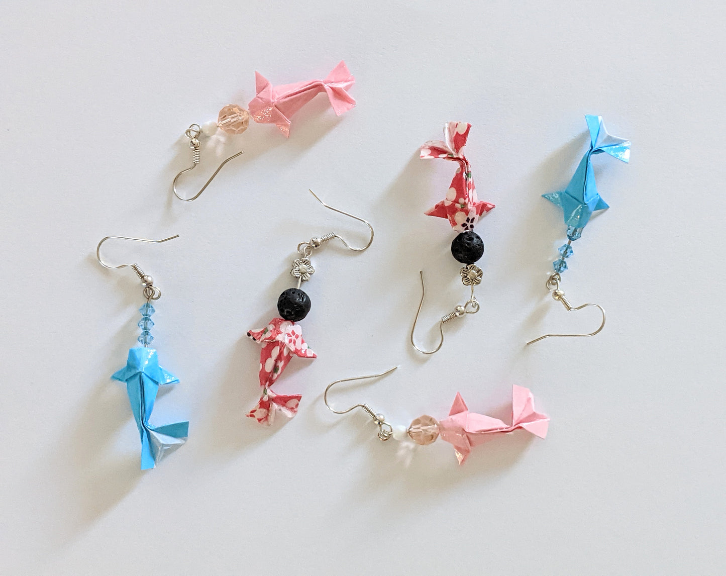 Koi Fish lava bead origami earrings